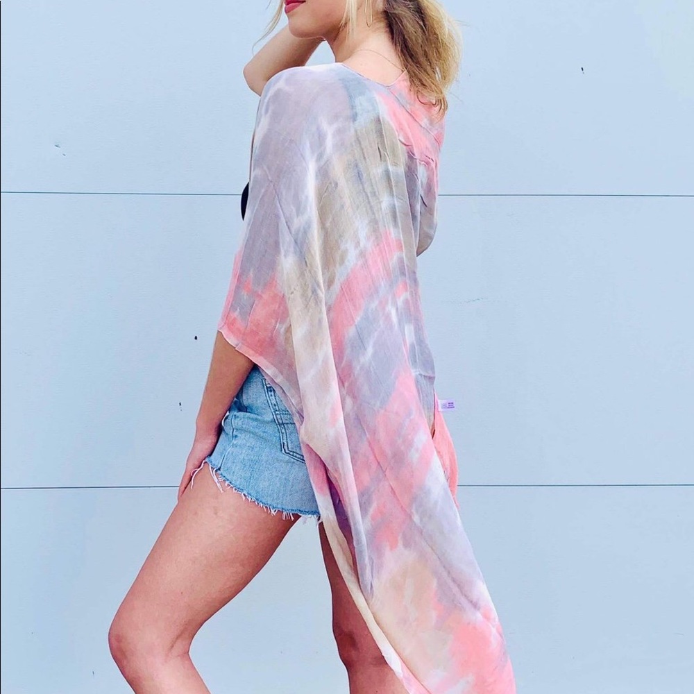 BOUTIQUE CORA WATERCOLOR TIE DYE KIMONO - Picture 2 of 4